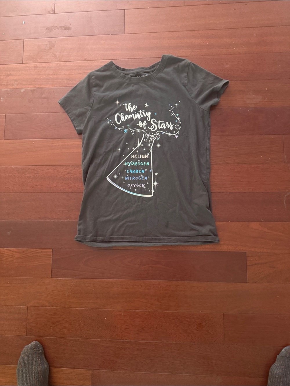 Cat & Jack Gray Short Sleeve Tee with White and Blue Science Graphic